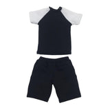 Maxbell 1/6 Male Short Sleeves T-shirt Shorts Set for 12'' Action Figure Black-white