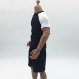 Maxbell 1/6 Male Short Sleeves T-shirt Shorts Set for 12'' Action Figure Black-white