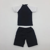 Maxbell 1/6 Male Short Sleeves T-shirt Shorts Set for 12'' Action Figure Black-white