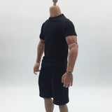 Maxbell 1/6 Male Short Sleeves T-shirt Shorts Set for 12'' Action Figure Black