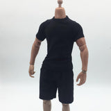 Maxbell 1/6 Male Short Sleeves T-shirt Shorts Set for 12'' Action Figure Black