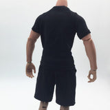 Maxbell 1/6 Male Short Sleeves T-shirt Shorts Set for 12'' Action Figure Black