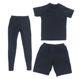 Maxbell 1/6 Men Short-sleeved Sports T-shirt Short Pants Trouser Suit Black