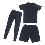 Maxbell 1/6 Men Short-sleeved Sports T-shirt Short Pants Trouser Suit Black
