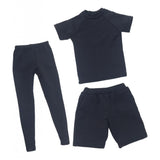 Maxbell 1/6 Men Short-sleeved Sports T-shirt Short Pants Trouser Suit Black