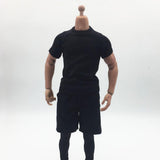 Maxbell 1/6 Men Short-sleeved Sports T-shirt Short Pants Trouser Suit Black