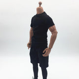Maxbell 1/6 Men Short-sleeved Sports T-shirt Short Pants Trouser Suit Black