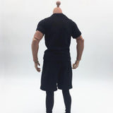 Maxbell 1/6 Men Short-sleeved Sports T-shirt Short Pants Trouser Suit Black