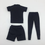 Maxbell 1/6 Men Short-sleeved Sports T-shirt Short Pants Trouser Suit Black