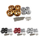 Maxbell 4 Pieces RC Model Car Metal Wheel Hubs for 1/16 JJRC Military Truck  Red