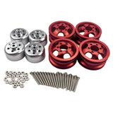 Maxbell 4 Pieces RC Model Car Metal Wheel Hubs for 1/16 JJRC Military Truck  Red