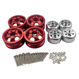 Maxbell 4 Pieces RC Model Car Metal Wheel Hubs for 1/16 JJRC Military Truck  Red