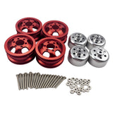 Maxbell 4 Pieces RC Model Car Metal Wheel Hubs for 1/16 JJRC Military Truck  Red