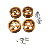 Maxbell 4 Pieces RC Car Wheel Hubs for WPL JJRC 1/16 RC Semi-pickup Truck Car Golden