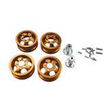 Maxbell 4 Pieces RC Car Wheel Hubs for WPL JJRC 1/16 RC Semi-pickup Truck Car Golden