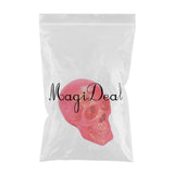 Maxbell Pink Resin Skull Head Statue Sculpt Carving Human Skeleton Decoration