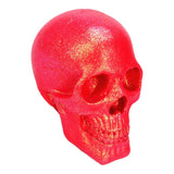Maxbell Pink Resin Skull Head Statue Sculpt Carving Human Skeleton Decoration