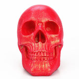 Maxbell Pink Resin Skull Head Statue Sculpt Carving Human Skeleton Decoration