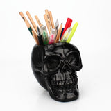 Maxbell Pen Holder Makeup Brush Black Skull Storage Box Tube Creative Desktop Decor