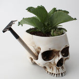 Maxbell Modern Resin Skull Head Flower Pot Planter Container for Home Garden Decor