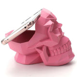 Maxbell Cellphone Holder Desktop Resin Universal 3D Skull Geometry Decor Pink
