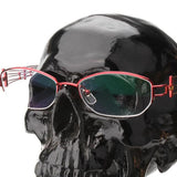 Maxbell Black Resin Skull Shaped Glasses Holder Stand Organizer Desktop Decoration