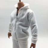 Maxbell 1/6 Men Hooddie Set Clothing for Phicen Figures Toy Accessories Parts white