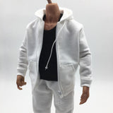 Maxbell 1/6 Men Hooddie Set Clothing for Phicen Figures Toy Accessories Parts white