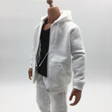 Maxbell 1/6 Men Hooddie Set Clothing for Phicen Figures Toy Accessories Parts white