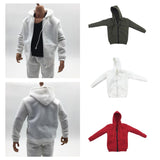 Maxbell 1/6 Men Hooddie Set Clothing for Phicen Figures Toy Accessories Parts white