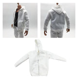 Maxbell 1/6 Men Hooddie Set Clothing for Phicen Figures Toy Accessories Parts white