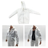 Maxbell 1/6 Men Hooddie Set Clothing for Phicen Figures Toy Accessories Parts white