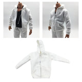 Maxbell 1/6 Men Hooddie Set Clothing for Phicen Figures Toy Accessories Parts white