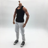 Maxbell 1/6 Men Waistcoat Pants Set Clothing for Figures Toys Accessories Parts black waistcoat+ white pants