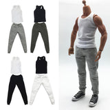 Maxbell 1/6 Men Waistcoat Pants Set Clothing for Figures Toys Accessories Parts black waistcoat+ white pants