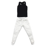 Maxbell 1/6 Men Waistcoat Pants Set Clothing for Figures Toys Accessories Parts black waistcoat+ white pants