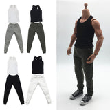 Maxbell 1/6 Men Waistcoat Pants Set Clothing for Figures Toys Accessories Parts black waistcoat+ white pants