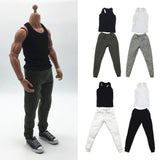 Maxbell 1/6 Men Waistcoat Pants Set Clothing for Figures Toys Accessories Parts black waistcoat+ white pants