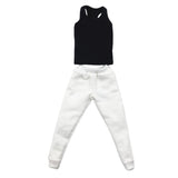 Maxbell 1/6 Men Waistcoat Pants Set Clothing for Figures Toys Accessories Parts black waistcoat+ white pants