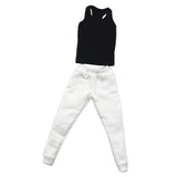 Maxbell 1/6 Men Waistcoat Pants Set Clothing for Figures Toys Accessories Parts black waistcoat+ white pants