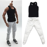 Maxbell 1/6 Men Waistcoat Pants Set Clothing for Figures Toys Accessories Parts black waistcoat+ white pants