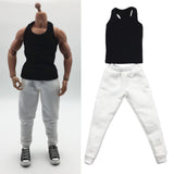 Maxbell 1/6 Men Waistcoat Pants Set Clothing for Figures Toys Accessories Parts black waistcoat+ white pants