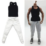 Maxbell 1/6 Men Waistcoat Pants Set Clothing for Figures Toys Accessories Parts black waistcoat+ white pants