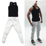 Maxbell 1/6 Men Waistcoat Pants Set Clothing for Figures Toys Accessories Parts black waistcoat+ white pants