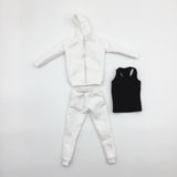 Maxbell 1/6 Men Hooddie Vest Set Clothing for Phicen Figures Toys Parts white