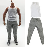 Maxbell 1/6 Men Waistcoat Pants Set Clothing for Figures Toys Accessories Parts white waistcoat+ gray pants