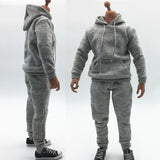 Maxbell 1/6 Men Hooddie Set Clothing for Phicen Figures Toys Accessories Parts gray