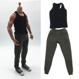 Maxbell 1/6 Men Waistcoat Pants Set Clothing for Figures Toys Accessories Parts black waistcoat+ green pants