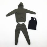 Maxbell 1/6 Men Hooddie Vest Set Clothing for Phicen Figures Toys Parts green