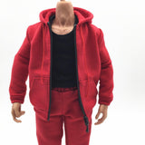 Maxbell 1/6 Men Hooddie Set Clothing for Phicen Figures Toy Accessories Parts red